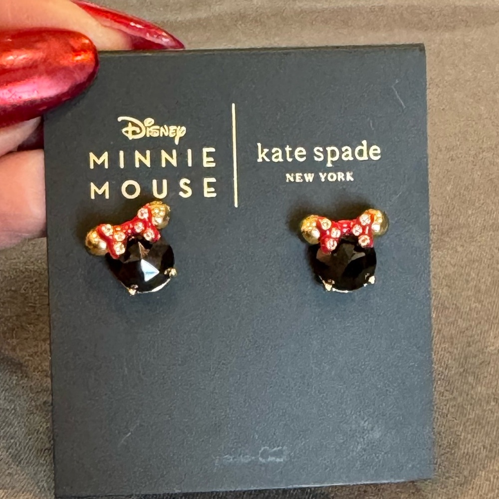Kate Spade Minnie Mouse Black and Gold Stud  Earrings